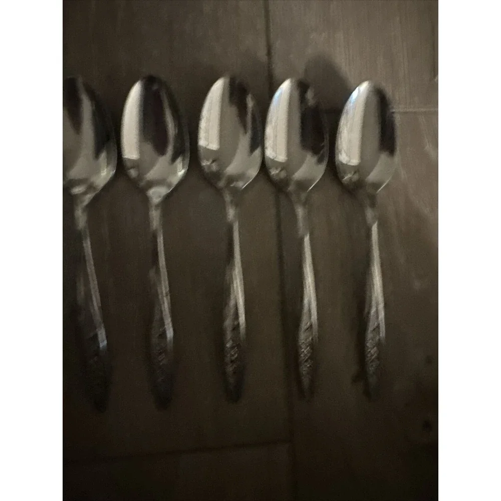 8 Teaspoons Radiant‎ Rose Textured Superior Stainless Steel USA Flatware